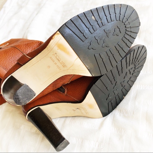 J. Crew Chestnut Brown Harness Heeled Boots, Size 6 - Picture 6 of 8